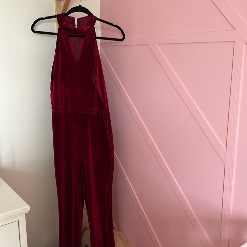 Dark red velour one piece